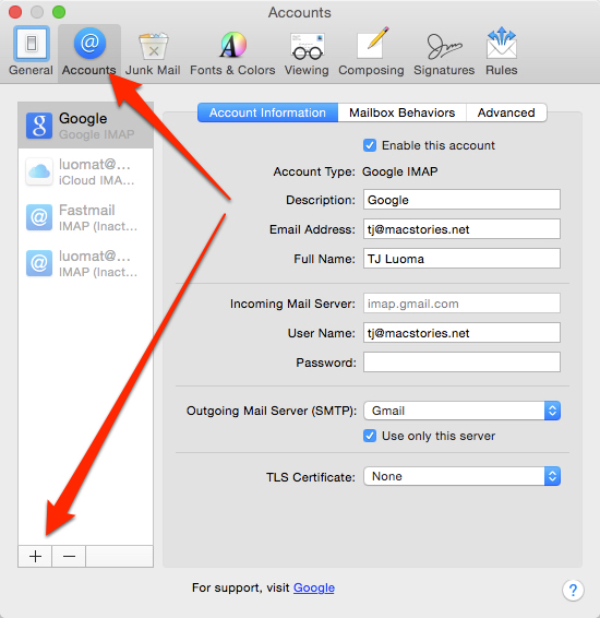 mail settings for gmail on mac